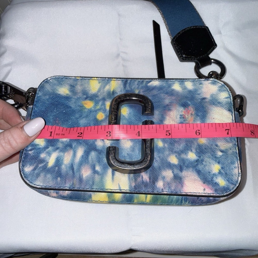 Marc Jacobs Snapshot Crossbody Bag Purse Watercolor Camera Shoulder Tie Dye Blue - Picture 15 of 16